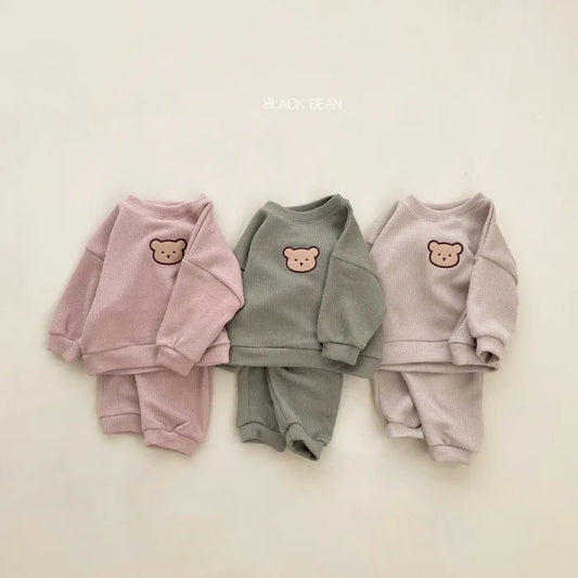 0-3Yrs Kids Little Bear Clothes Girls Long Sleeve T-shirts Tops Pants 2Pcs Spring Autumn Baby Boys Loose Clothing Suits