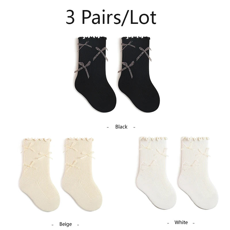 1/3/5 Pairs Newborn Baby Socks For Girls Cotton Infant Girls Sock Princess Bow Toddler Baby Girls Socks