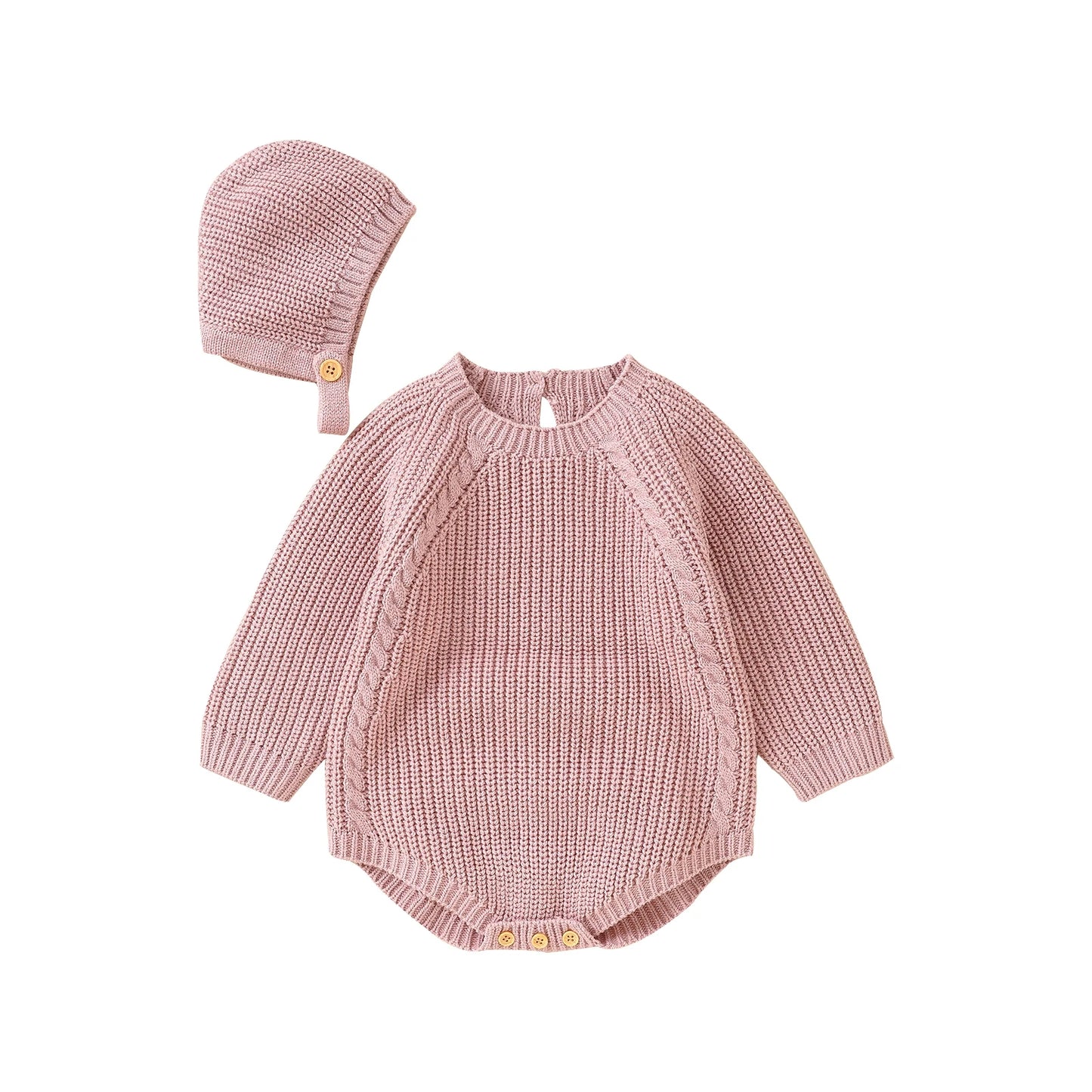 ma&baby 0-18M Newborn Infant Toddler Baby Girl Boy Rompers Warm Knit Jumpsuit Long Sleeve Soft Outfits + Hats Clothing