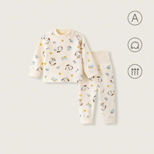 Stretchy A-Class Cotton Toddler Pajamas  Autumn High Waisted Baby Sleepwear for 1-3Y Boys Girls Infant Sleep Clothes