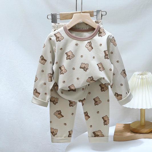 2-Piece Set Soft Cotton Pajamas Children Boys Girls Baby Spring Autumn Cartoon Long Sleeve Home Sleepwear Set 2-10Y