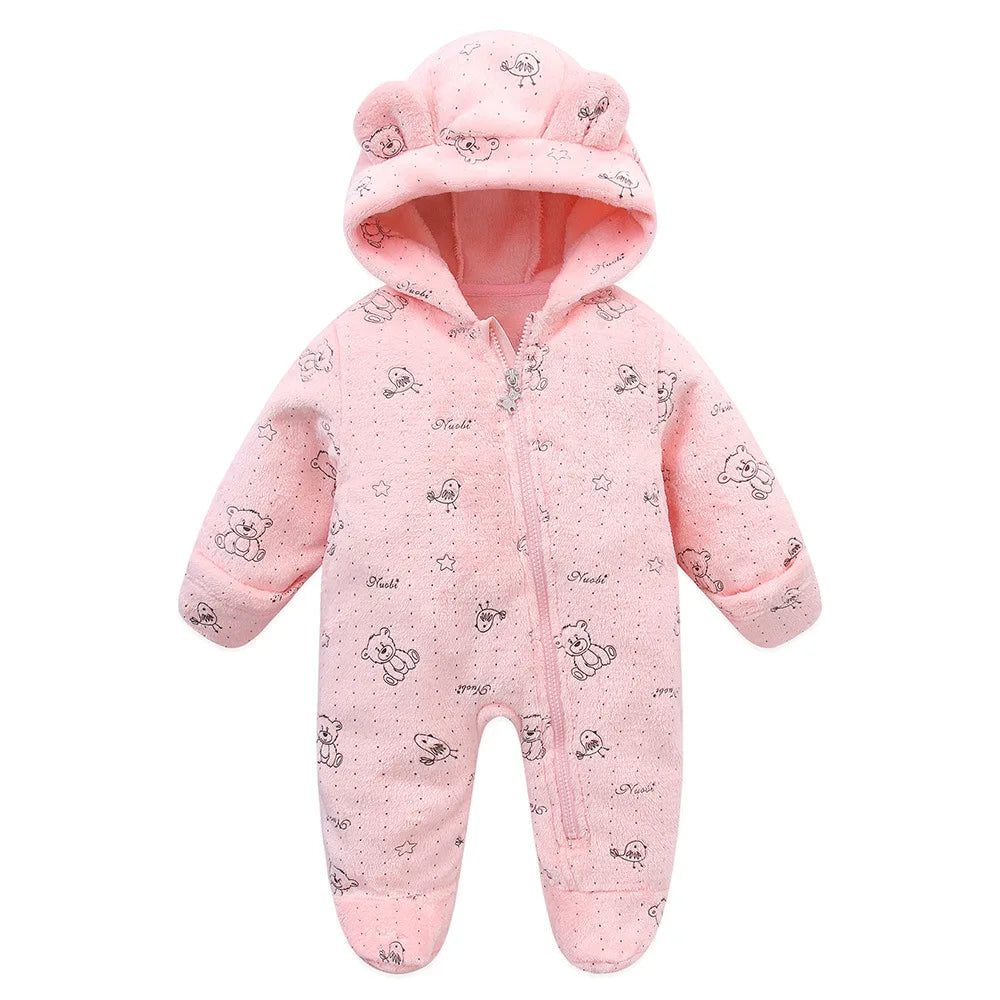 Ircomll Newborn Baby Rompers Spring Autumn Warm Fleece Cute Infant Costume Kids Playsuit Jumpsuits Baby Clothes 0-1Y Outwear