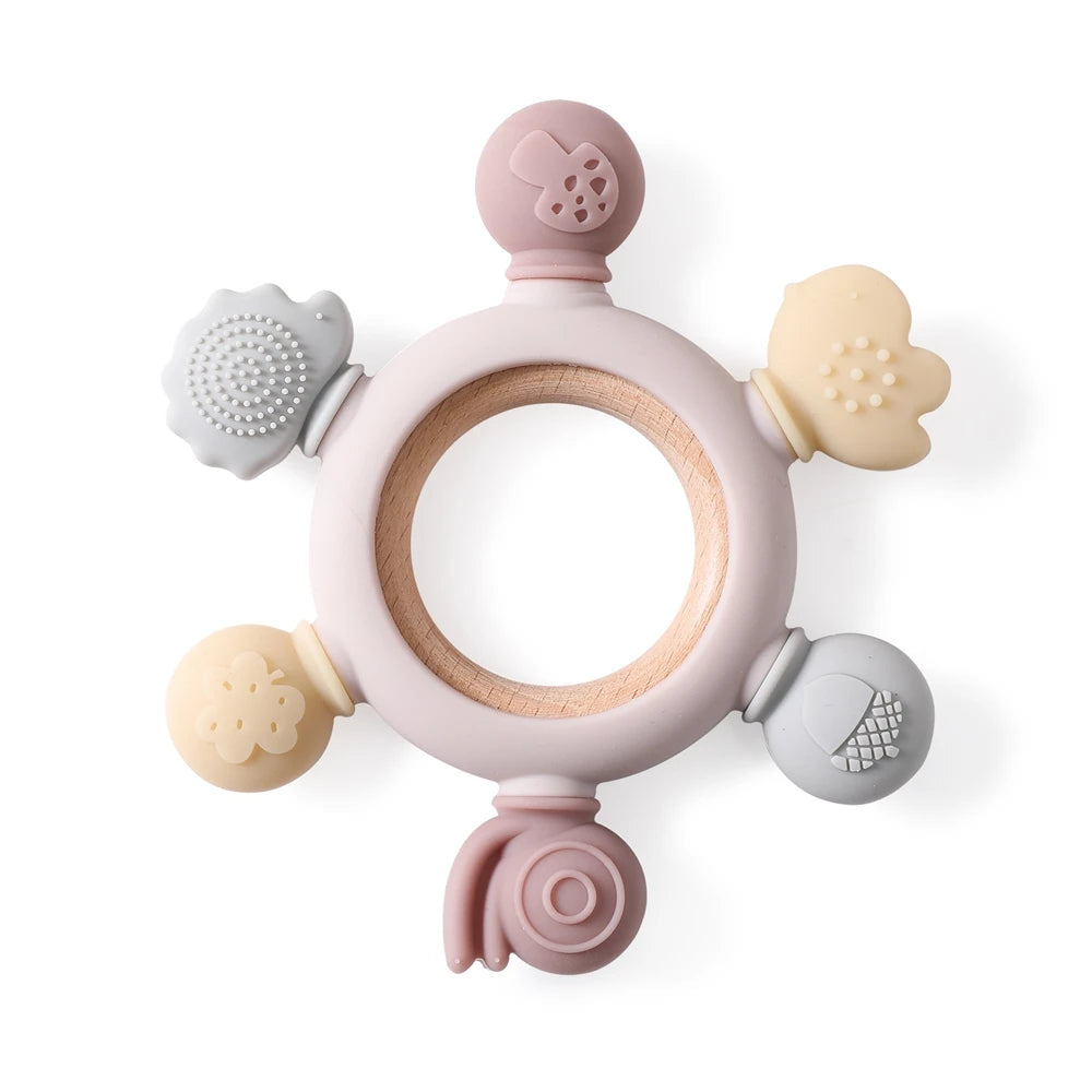 1PC Baby Ratter Toys Wooden Teether Crochet Animals BPA Free Rattle Toy Newborn Amigurumi Teether Baby Rattles Gifts For Newborn