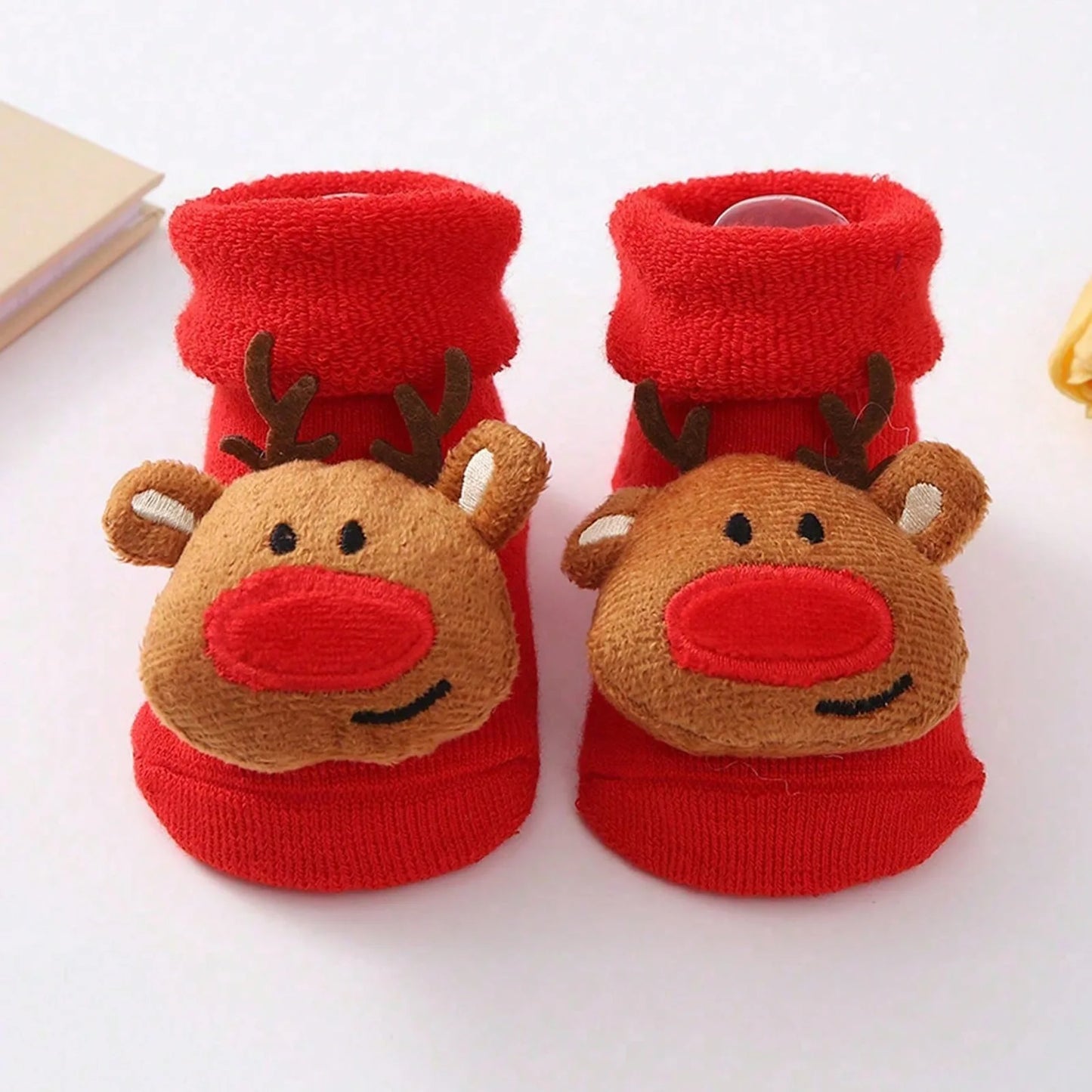 Kids Children's Socks for Girls Boys Non-slip Knitted Cotton Toddler Cute Elk Baby Christmas Socks for Newborns Infant Socks