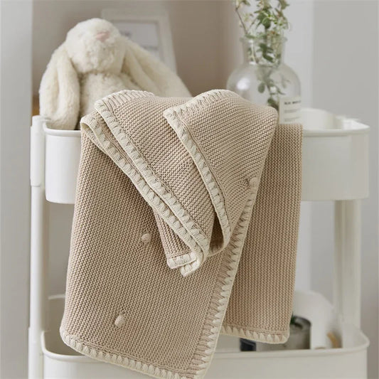 Knitted Baby Blankets Newborn Solid Color New Born Bedding Cover Cotton Baby Item Swaddle Wrap