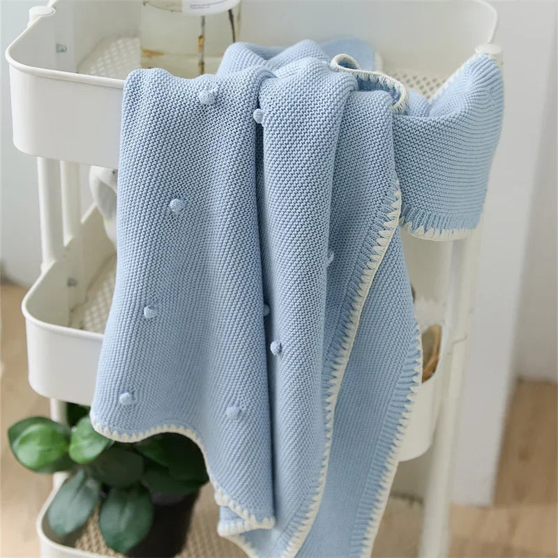 Knitted Baby Blankets Newborn Solid Color New Born Bedding Cover Cotton Baby Item Swaddle Wrap