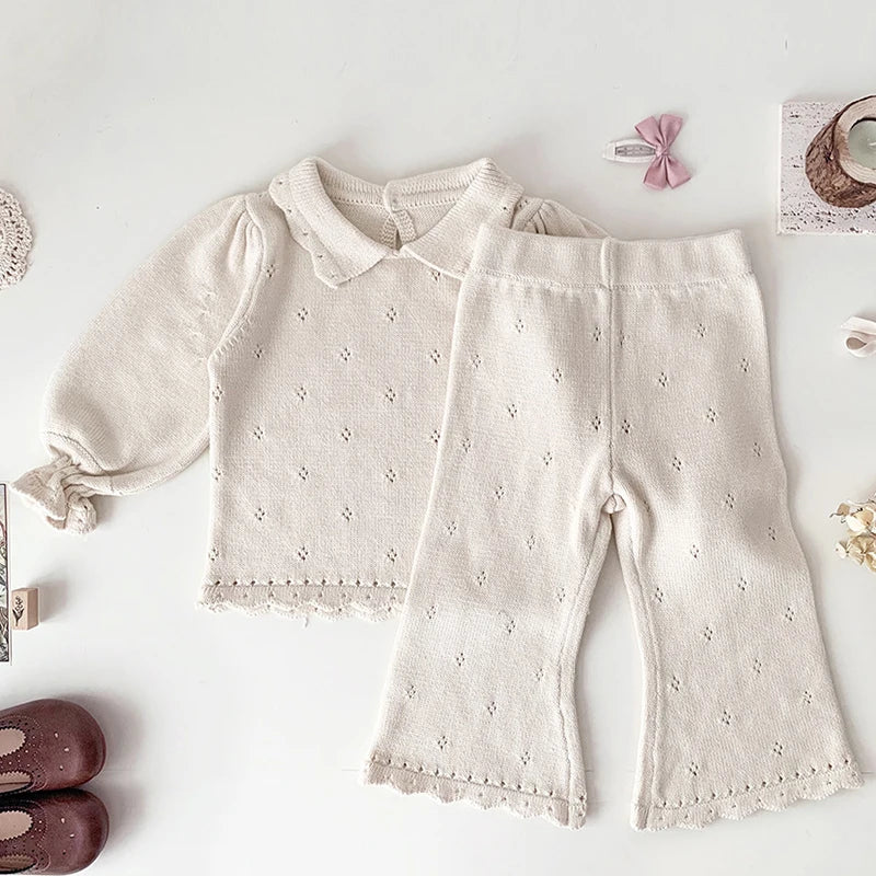 0-4Y Toddler Girls Boys Knit Suit Autumn Children Clothing Boys Girls Baby Knit Sweater Cardigan + Shorts Suit Baby Clothes Suit