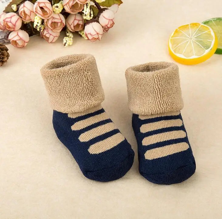 21 Color Baby Socks Boy Girl Winter Cute Bear Puppy Newborn Kids Children Infant Toddler Terry Warm Slipper Striped  Star Dot