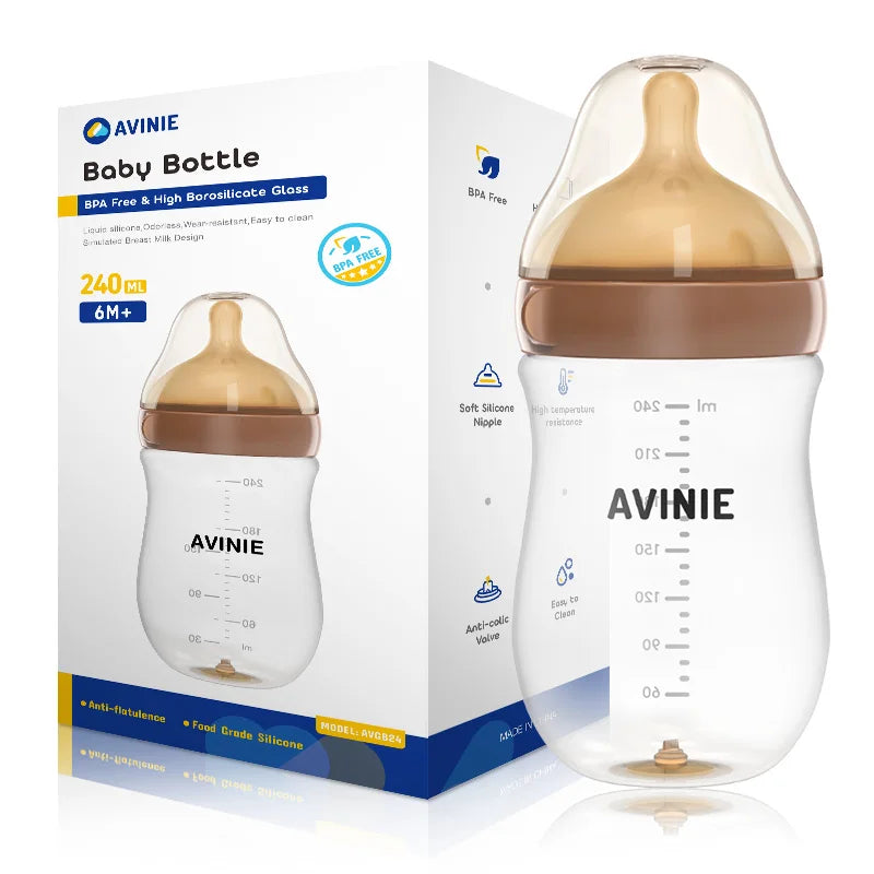 MAMIJOY  High boron silicon Glass milk bottle Wide caliber Newborn babies 0 to 6 months Glass milk bottle Anti-Colic BPA Free