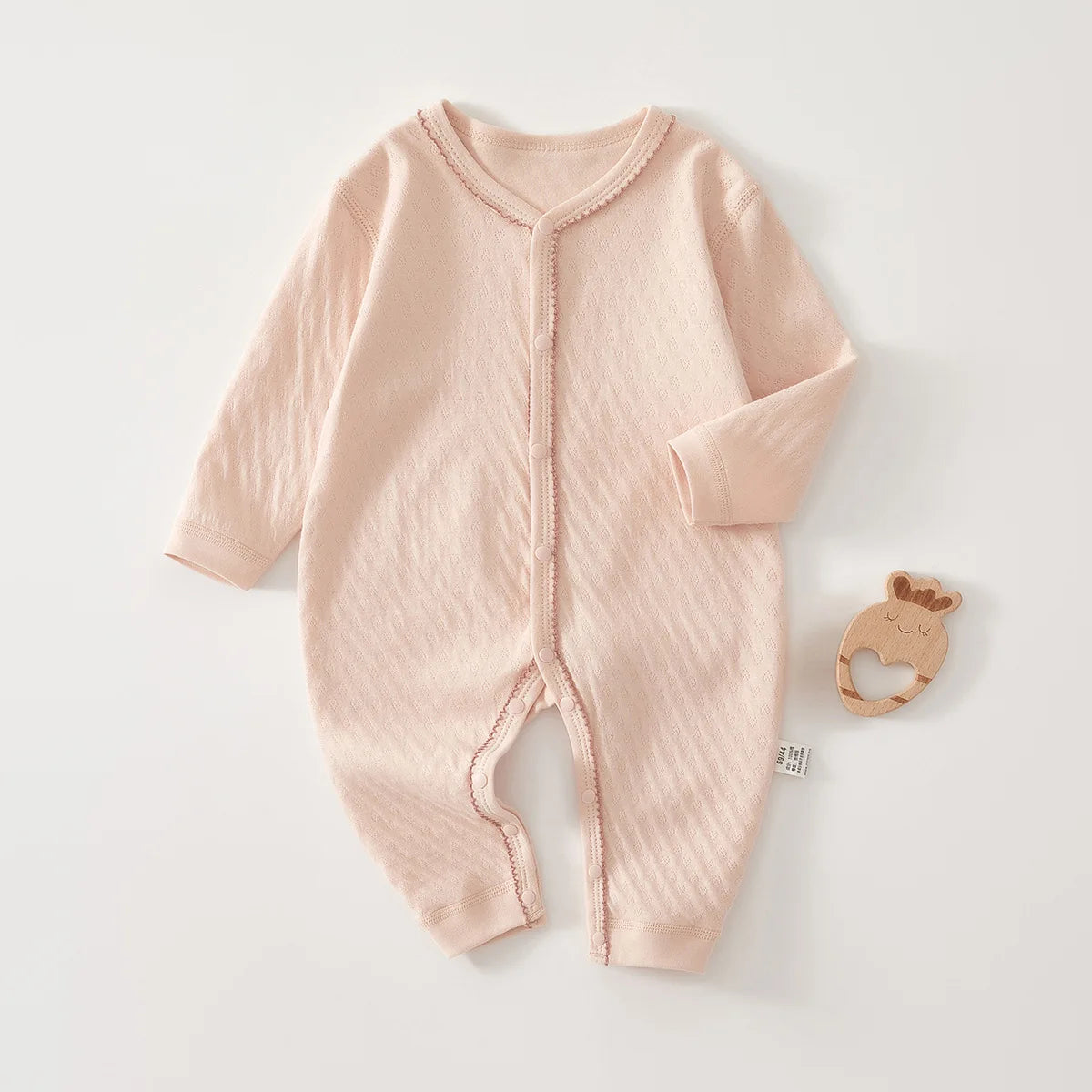 AYNIGIELL Newborn Baby Jumpsuit Spring and Autumn Pure Cotton Boneless Hoodie 0-18 Months Newborn Baby Suit Baby Girl Onesie