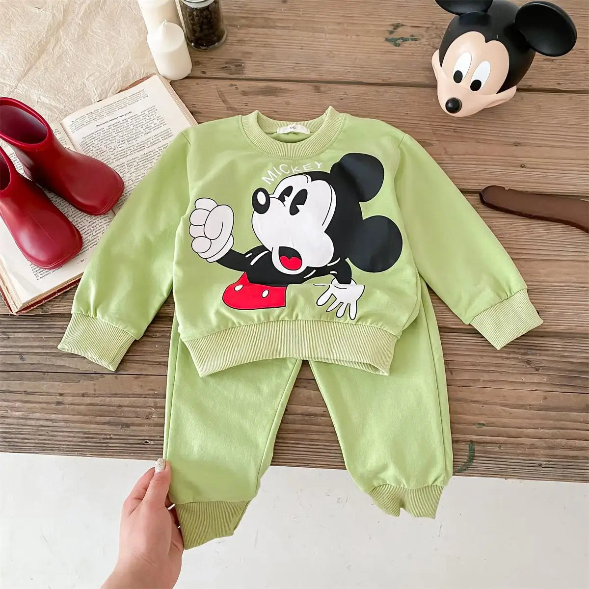 Cartoon Printed Baby Boy Tracksuit Kids Clothing Loose Fashion Children's Wear Suit Toddler Sweatshirt Pants Outfits DISNEY