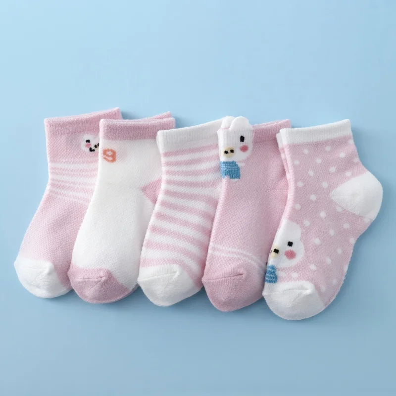 5Pairs/lot Infant Baby Socks For Girls Boys Summer Mesh Thin Baby Socks Cotton Casual Print Newborn Toddler Boy Sock 0-24Month