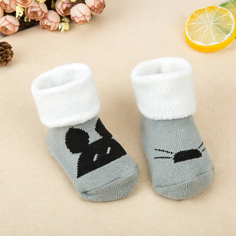 21 Color Baby Socks Boy Girl Winter Cute Bear Puppy Newborn Kids Children Infant Toddler Terry Warm Slipper Striped  Star Dot