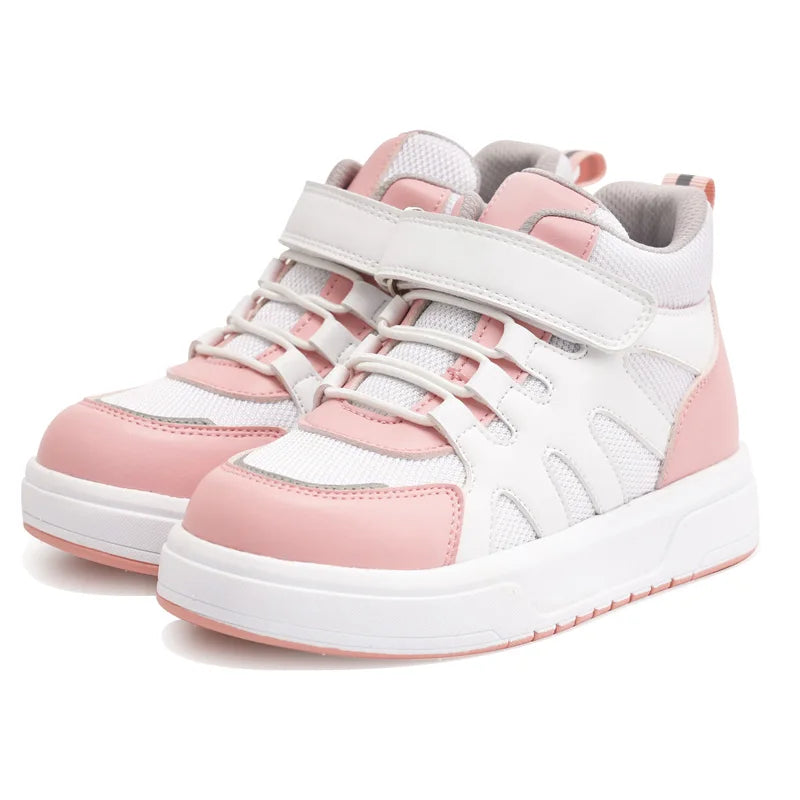 Princepard Kid Sneakers with Ankle Support Pink Blue  Orthopedic Casual Shoes Boys Girls with Corrective Insole for Flat Feet