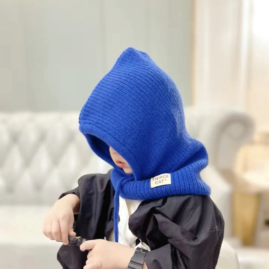 Winter Baby Balaclava Hat Knit Kids Beanie Hat for Baby Girls Boys Hat Scarf Earflap Hat Hooded Scarf Knitted Cap