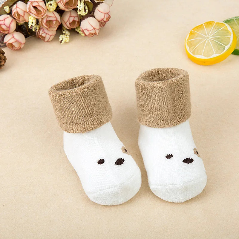 21 Color Baby Socks Boy Girl Winter Cute Bear Puppy Newborn Kids Children Infant Toddler Terry Warm Slipper Striped  Star Dot
