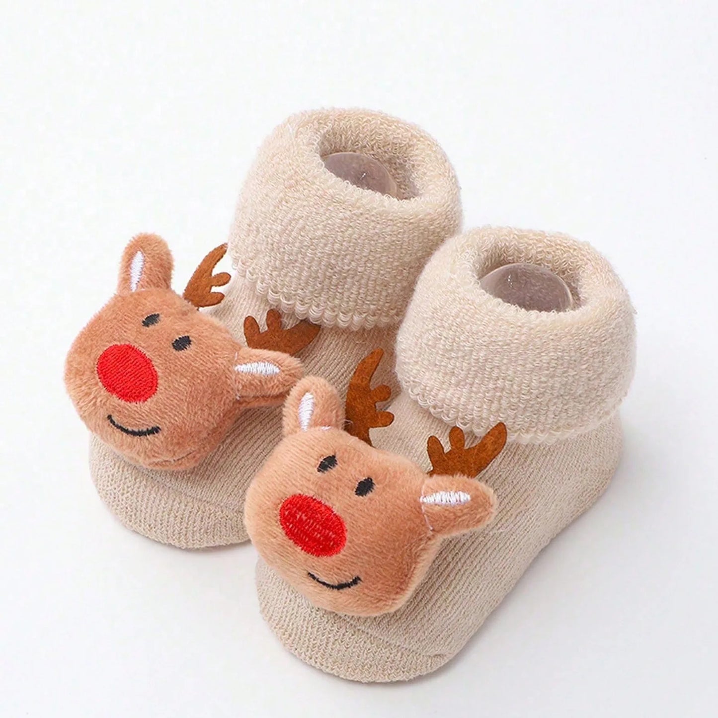 Kids Children's Socks for Girls Boys Non-slip Knitted Cotton Toddler Cute Elk Baby Christmas Socks for Newborns Infant Socks