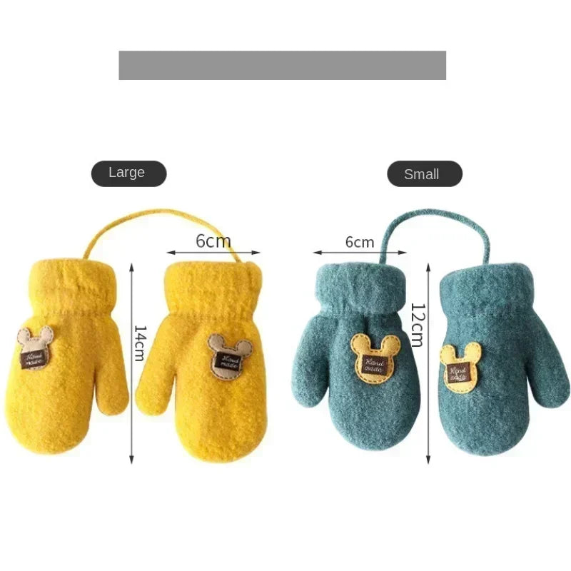 1-6 Years Old Baby Mittens Newborn Children Kids Winter Gloves Mohair Plush Thick Boys Girls Gloves