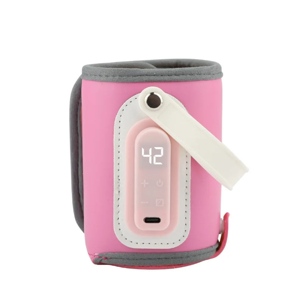 LED Display Portable Baby Bottle Warmer Smart Temperature Control Temperature Adjust Travel Breastmilk Heater 35-50℃ Range