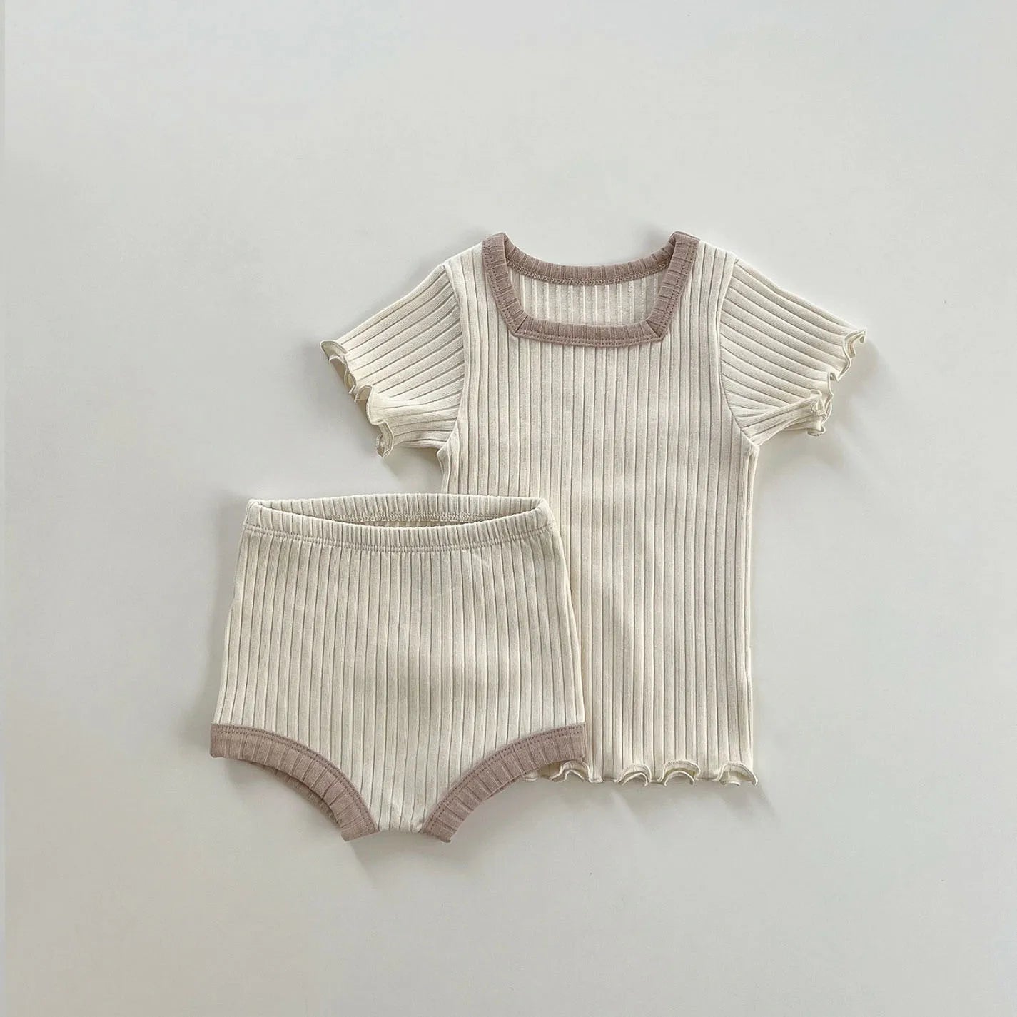 0-24M Newborn Kid Baby Boy Girl Clothes Set Summer Cotton Short Sleeve Top T Shirt Shorts Set Cute Stretch 2pcs Outfit Set