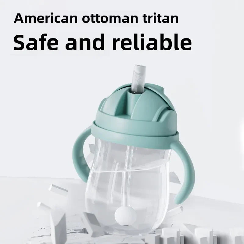 300ML Children's Drinking Water Bottle with Straw Baby Portable Bottle with Handle Outdoor Training Cup Mother Baby Products