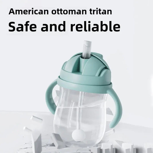 300ML Children's Drinking Water Bottle with Straw Baby Portable Bottle with Handle Outdoor Training Cup Mother Baby Products