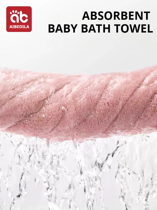 AIBEDILA Toddler Bathrobe Infant children's Coral Velvet Embroidery Bath Towel Soft Skin-friendly Absorbent Towels Kid's Bathing