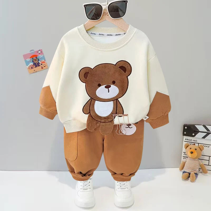 Baby clothes 2026 new spring and autumn children's long sleeved set, male and female children's teddy bear two-piececasualsports