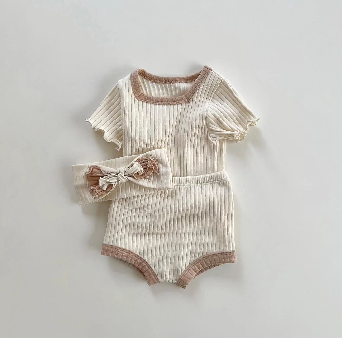 0-24M Newborn Kid Baby Boy Girl Clothes Set Summer Cotton Short Sleeve Top T Shirt Shorts Set Cute Stretch 2pcs Outfit Set