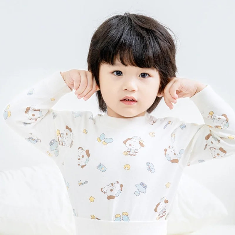 Stretchy A-Class Cotton Toddler Pajamas  Autumn High Waisted Baby Sleepwear for 1-3Y Boys Girls Infant Sleep Clothes