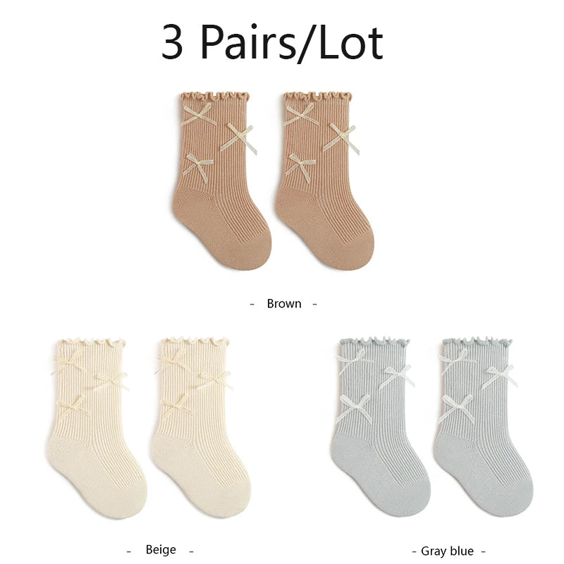 1/3/5 Pairs Newborn Baby Socks For Girls Cotton Infant Girls Sock Princess Bow Toddler Baby Girls Socks