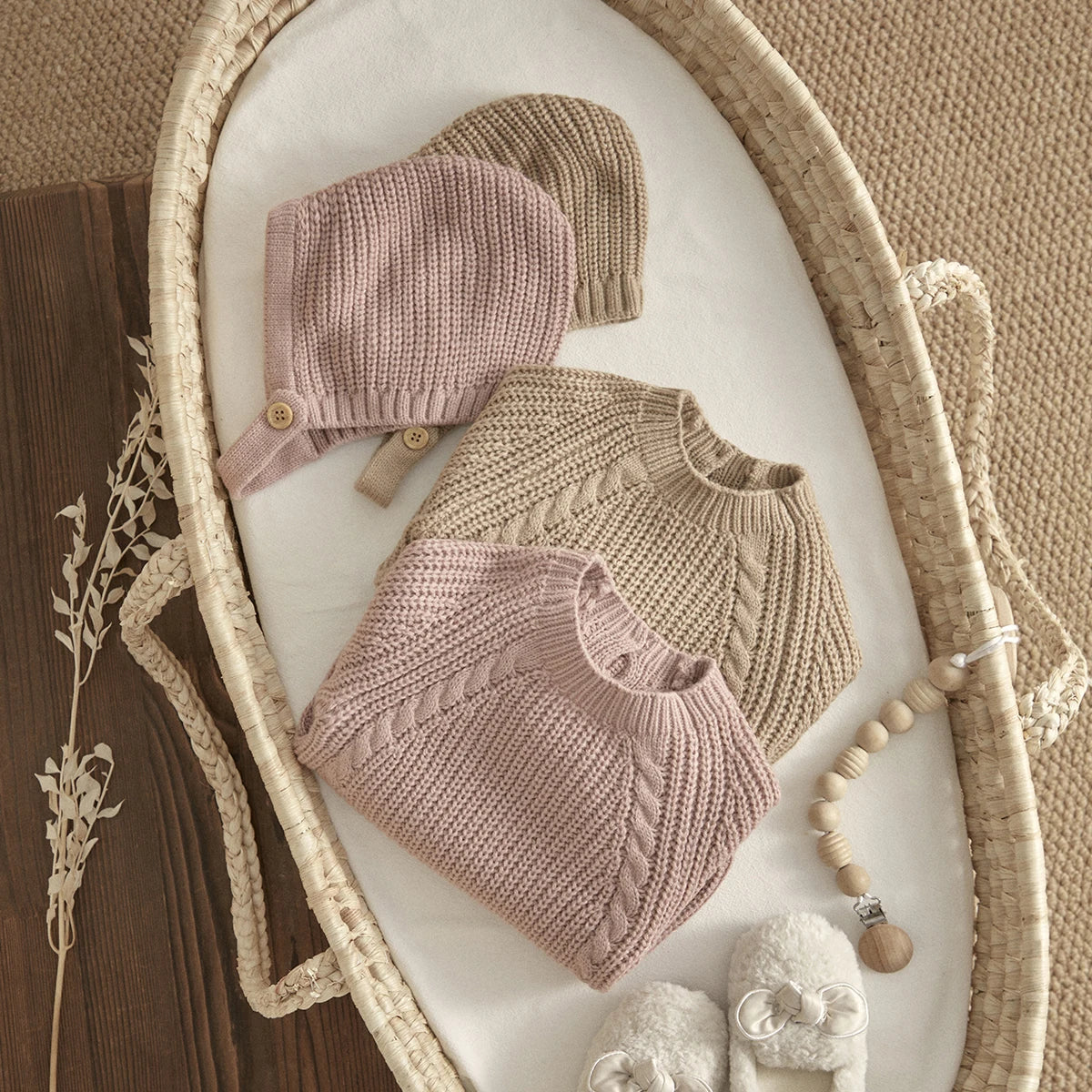 ma&baby 0-18M Newborn Infant Toddler Baby Girl Boy Rompers Warm Knit Jumpsuit Long Sleeve Soft Outfits + Hats Clothing