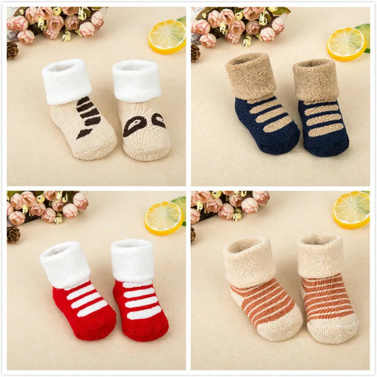 21 Color Baby Socks Boy Girl Winter Cute Bear Puppy Newborn Kids Children Infant Toddler Terry Warm Slipper Striped  Star Dot
