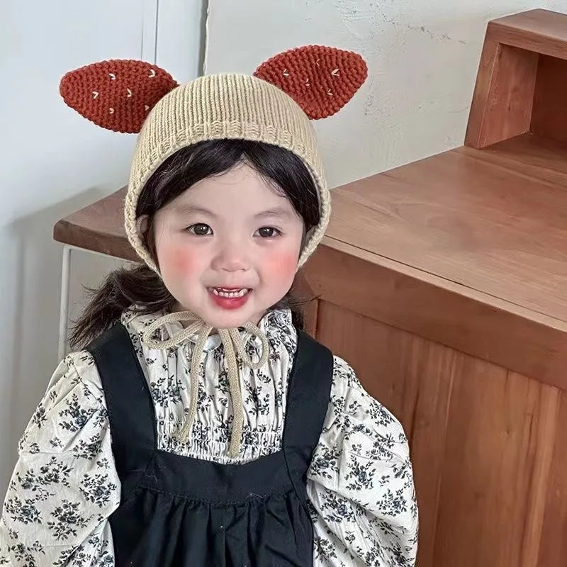 Cute Baby Bunny Hat With Ear 2025 Autumn Children's Knitted Hat Boys Girls Beanie Cap Warm Wool Pullover Hat