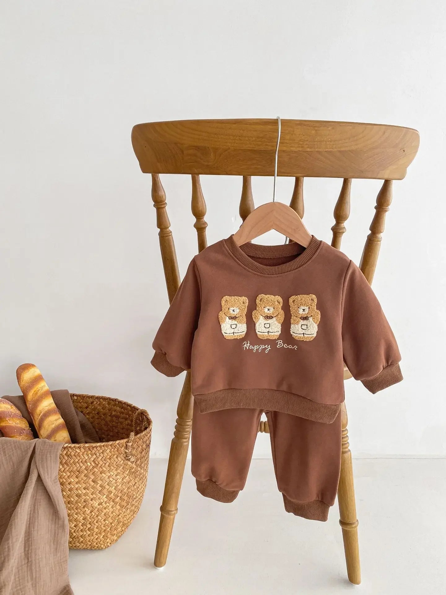 0-3T Newborn Kid Baby Boy Girl Autumn Winter 2pcs Clothes Set Cotton Bear Print Sweatshirt Top Pant Suit Two Piece Set Outfit