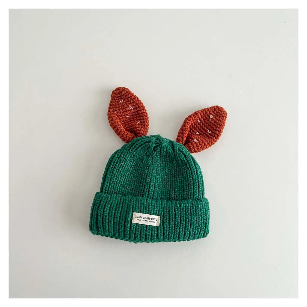 Cute Baby Bunny Hat With Ear 2025 Autumn Children's Knitted Hat Boys Girls Beanie Cap Warm Wool Pullover Hat