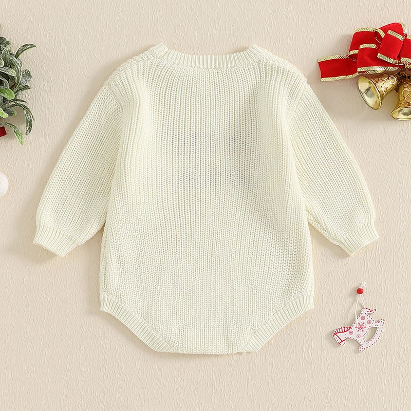 Baby Boy Girl Sweater Knit Rompers Christmas Long Sleeve O Neck Letter Embroidery Baby Clothing Jumpsuits Newborn Baby Clothes