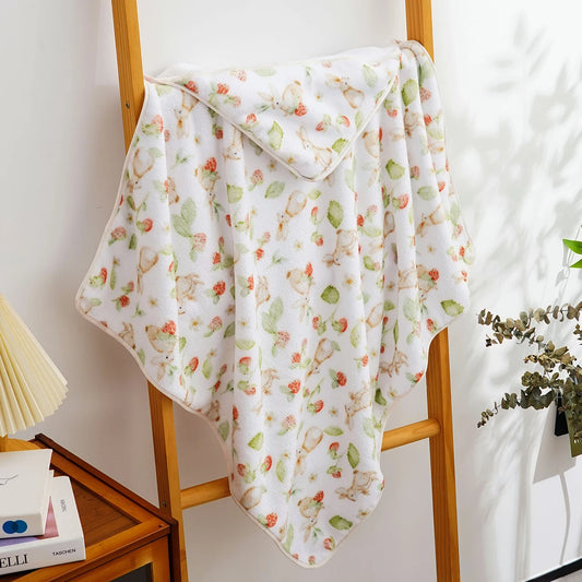 Soft Coral Fleece Blanket for Baby Absorbent Bath Towel Warm Infant Quilt Thick Newborn Swaddle Wrap Blanket Stroller Cover