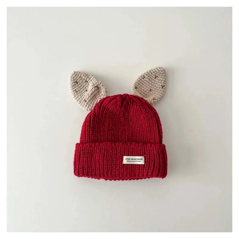 Cute Baby Bunny Hat With Ear 2025 Autumn Children's Knitted Hat Boys Girls Beanie Cap Warm Wool Pullover Hat