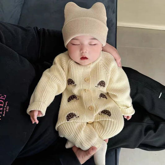 Newborn Clothes Outfits Autumn Winter Baby Boy Girl Long Sleeve Knitted Rompers Jumpsuits Cute Hedgehog Infant Outwear Playsuits