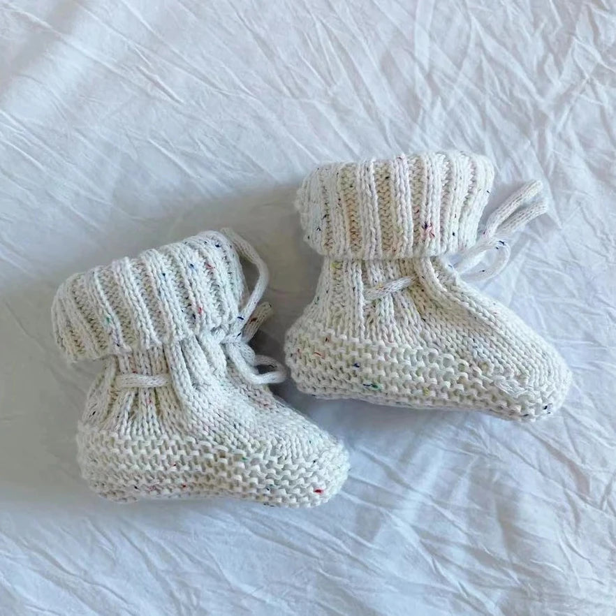 Winter Cute Infant Baby Neutral Booties 100% Cotton Knit Warm Baby Socks Unisex Toddler Baby Shoes Shower Gift