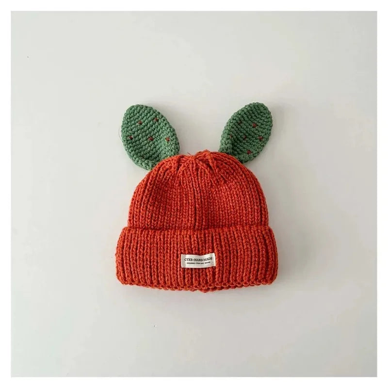 Cute Baby Bunny Hat With Ear 2025 Autumn Children's Knitted Hat Boys Girls Beanie Cap Warm Wool Pullover Hat