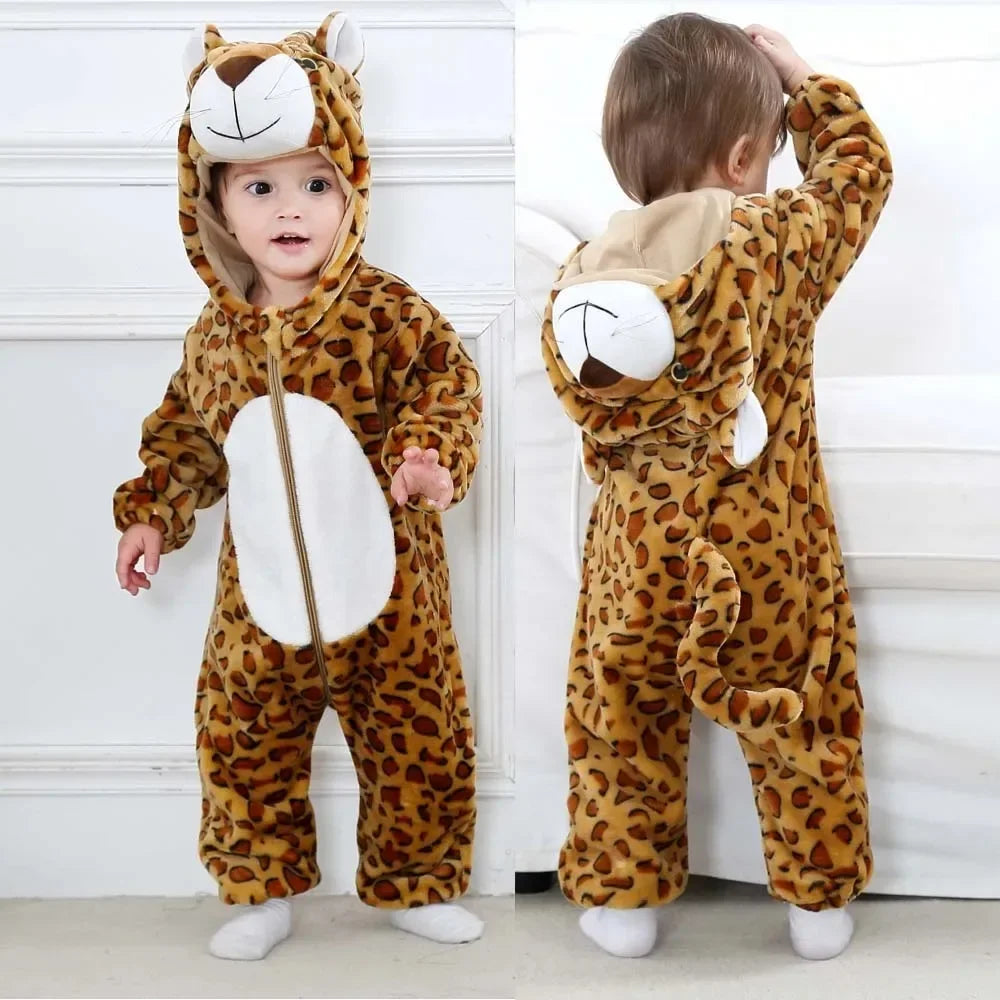 Newborn Kids Monkey Kigurumi Pajamas Winter Thick Baby Blanket Slppers Toddler Infant Clothes Hooded Animal Pyjamas Sleepwear