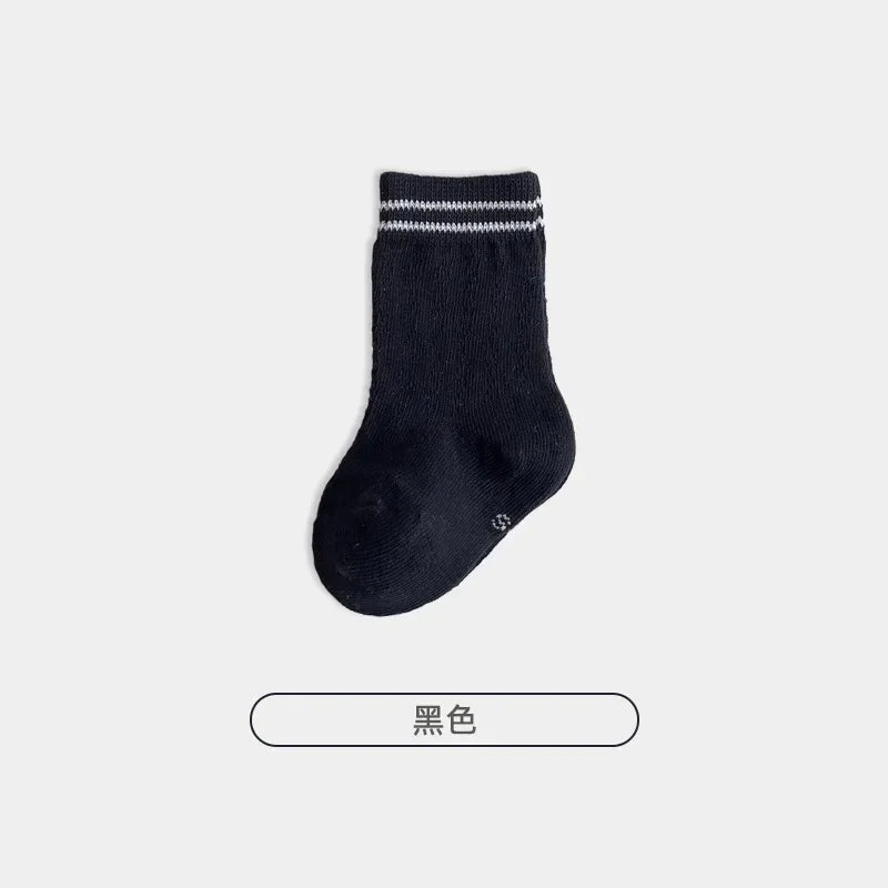 Korean Kids Cotton Mesh Socks Spring Summer Middle Tube Socks Newborn Infant Toddler Boys Girls Stripe Socks 0-7years Old