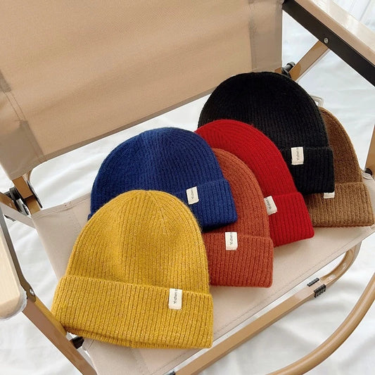 Kids Knitted Beanie Korean Style Wool Blend Baby Winter Warm Cap Boys Girls Fashion Pullover Unisex Thermal