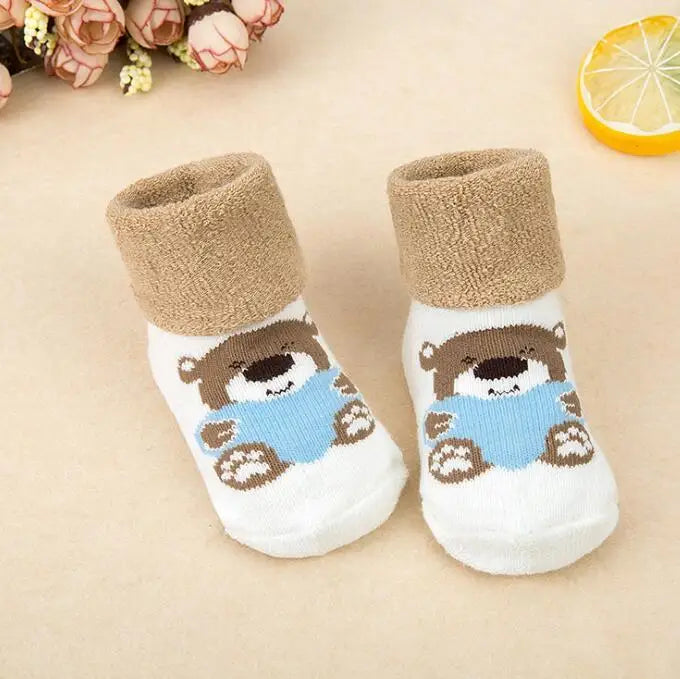21 Color Baby Socks Boy Girl Winter Cute Bear Puppy Newborn Kids Children Infant Toddler Terry Warm Slipper Striped  Star Dot