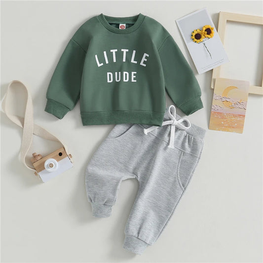 Autumn Baby Clothing Set Cotton Letter Print Boys Hoodie Suit Toddler Boys Clothes Set 2Pcs Sweatshirt+Jogger Pants Set