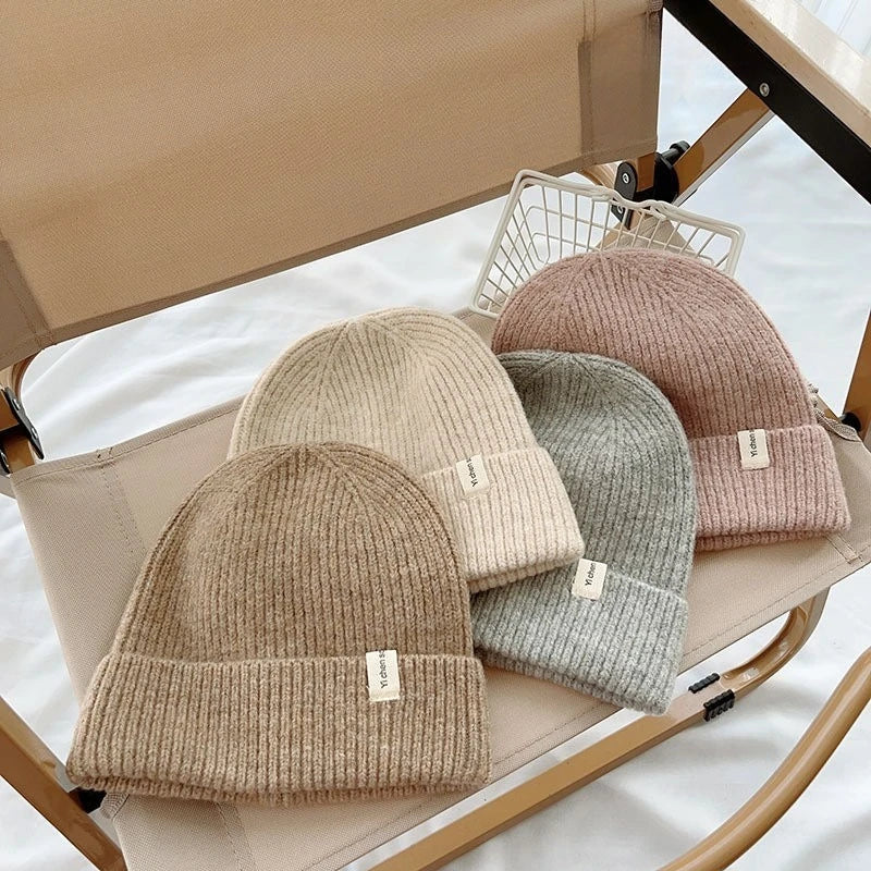 Kids Knitted Beanie Korean Style Wool Blend Baby Winter Warm Cap Boys Girls Fashion Pullover Unisex Thermal