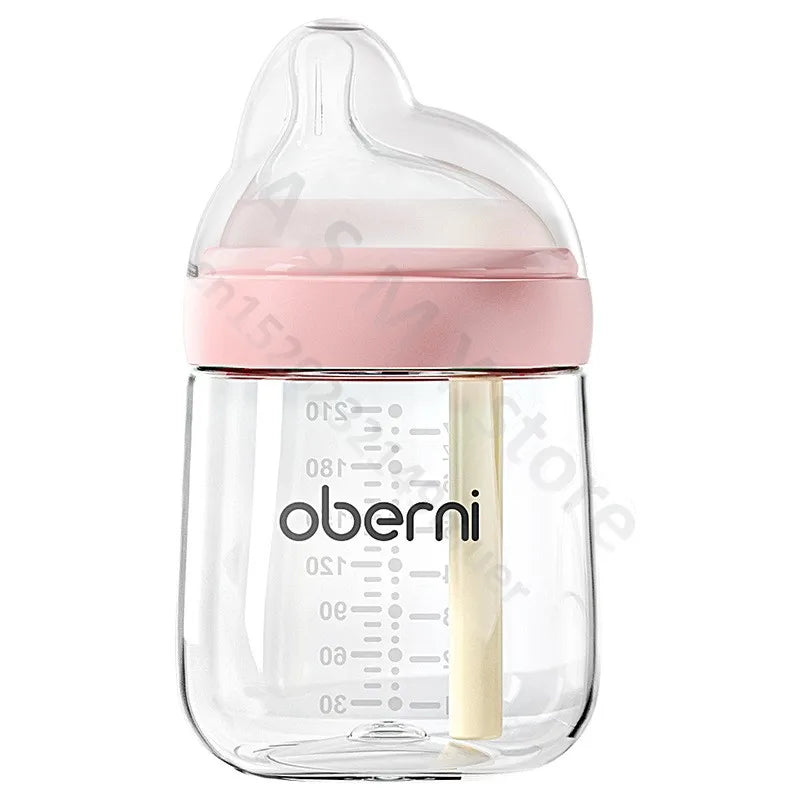 Anti-flatulence newborn glass bottle / wide mouth eccentric nipple anti-breastfeeding bottle / 150ML210ML glass bottle