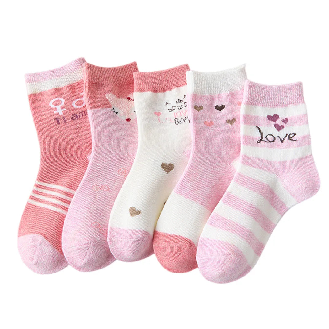 5Pairs Children's Socks Spring And Autumn Cotton Car Cartoon Boy's Socks Kids Sports Socks  Boys Girls Quality Breathable Socks